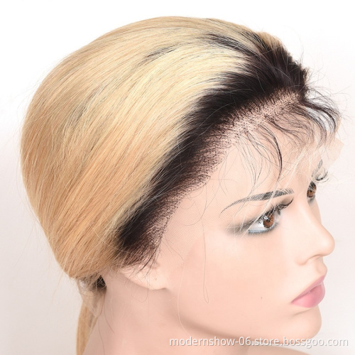 Ombre color 1B 613 blonde straight lace frontal wig with baby hair,virgin hair lace front wigs